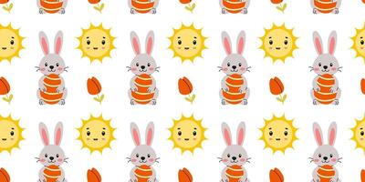 Bunny and sun pattern design vector