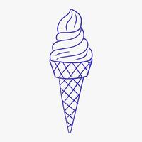Delicious ice cream cone with creamy swirl and waffle cone on white background, perfect summer treat for all ages vector