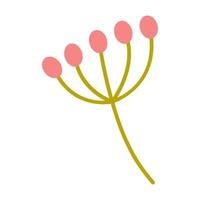 Creative botanical illustration of a colorful flower with pink petals and slender green stem on a white background vector