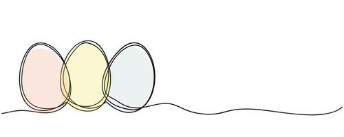 continuous line drawing Easter eggs on white background. Easter concept, eggs in linear style, doodle illustration vector