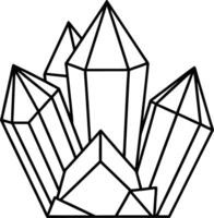 Geometric Crystal Cluster Black Line Art Illustration White Background crystals vector