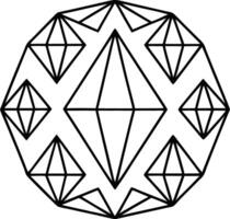 Geometric Black and White Diamond Pattern Abstract Art Design Symmetrical Lines Triangles Shapes vector