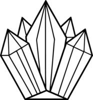 Geometric Crystal Cluster Black Line Art Illustration Sharp Facets White Background Simple Design black and white vector
