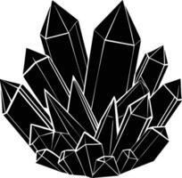 Black and White Cluster of Geometric Crystals Sharp Edges Facets Mineral Illustration vector
