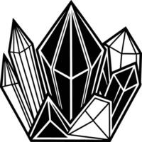 Black and White Geometric Crystal Cluster Abstract Art Graphic Design Element crystals vector