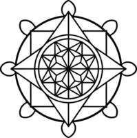 Geometric Mandala Design Black and White Circular Pattern Sacred Geometry Abstract Art Eight Pointed Star vector