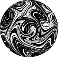 Abstract Black and White Swirling Marble Pattern Circular Design Element monochrome vector