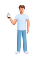 Character with smartphone in hand vector