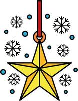 A star with a red ribbon hanging from it vector