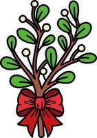 mistletoe branch with a bow vector