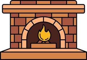 A fireplace with a fire burning in it vector