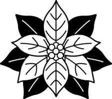black and white illustration of a poinsettia vector