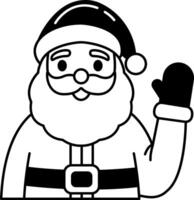 black and white illustration of Santa Claus waving vector