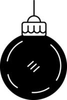 black and white illustration of a christmas ball ornament hanging from a string vector