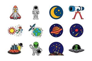 illustration of spaceship alien in the galaxy collection vector