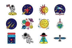 illustration items of spaceship alien in the galaxy collection vector
