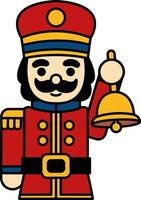 Nutcracker doll holding a bell vector