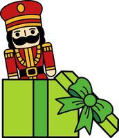 The nutcracker is in a gift box vector