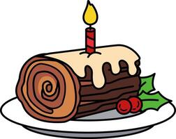 A log cake with candles on top vector