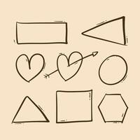 Hand Drawn Geometric Shapes and Heart Doodles vector
