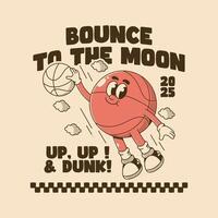 Retro Cartoon Basketball Art with Funny Dunking Ball Character vector