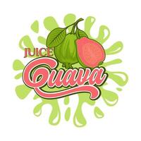 guava juice logo, with fresh guava icon with water splash. Perfect for drink labels, juice drink icons or drink product stickers vector