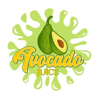 avocado logo design, avocado fruit icon with water splash. Perfect for drink labels, juice drink icons or drink product stickers