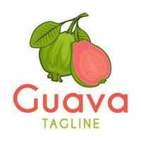 guava logo design, with fresh guava fruit icon. Perfect for fruit labels, juice drink icons or drink product stickers vector