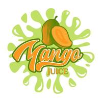 mango fruit juice logo design, with fresh mango fruit icon with water splash. Perfect for drink labels, juice drink icons or drink product stickers vector