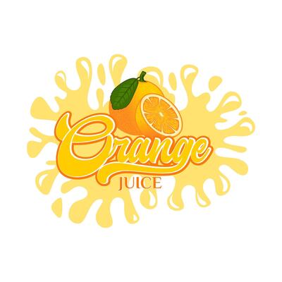 orange juice logo, with fresh orange icon with water splash. Perfect for drink labels, juice drink icons or drink product stickers