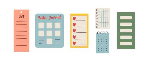 Various Paper notes on stickers. Information board with blank Paper sticky notes for reminders, to do list, planner, schedule. Hand drawn hand drawn illustration. vector