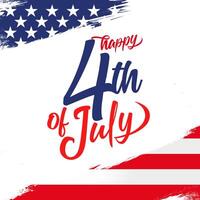Happy 4th of July greeting card design with US flag frame vector
