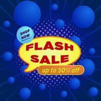 Flash sale banner template design with 3d bubble text for web or social media. vector
