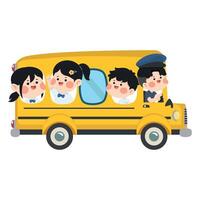 Illustration of Students Riding a School Bus vector