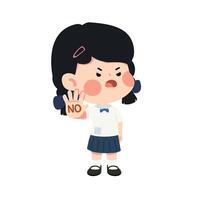 Cartoon Girl Protesting with Hand Gesture vector