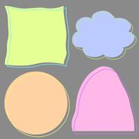 Set of hand drawn style cute memo sticker. Variety abstract shapes of speech bubble. Chat box balloon cloud. Sweet retro label tag collection for note. vector
