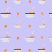 Nautical pattern with small steamers on a blue background for children's clothing and textiles vector