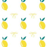 Juicy summer pattern with lemons and bows on a white background vector