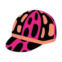 Bold cap with vibrant abstract pattern in pink, orange, and black colors. This illustration showcases a modern, stylized design ideal for fashion and creativity projects. vector