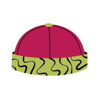 Colorful Summer Hat with Patterned Design Isolated Illustration. vector