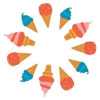 Colorful Ice Cream Cones frame. vector