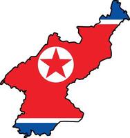 Map of North Korea with Flag on White Background vector