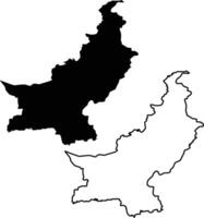 Map of Pakistan Silhouette Flat and Outline Design vector