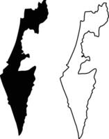 Map of Israel Silhouette Flat and Outline Design vector