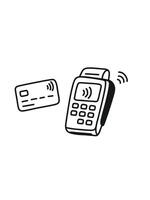 payment with pos reader, card transaction icon vector