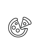 pizza with slice icon, fast food outline icon vector