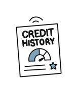 Credit history document in doodle style vector