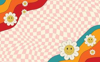 Retro groovy backgrounds with flower power. Trendy illustration. vector