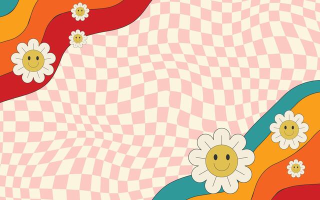Retro groovy backgrounds with flower power. Trendy illustration.
