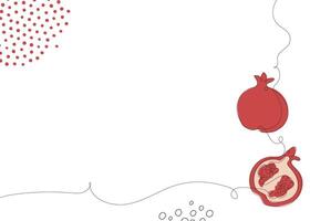 Pomegranate continuous line background. One single line organic healthy food concept. Minimalism modern style graphics design. vector